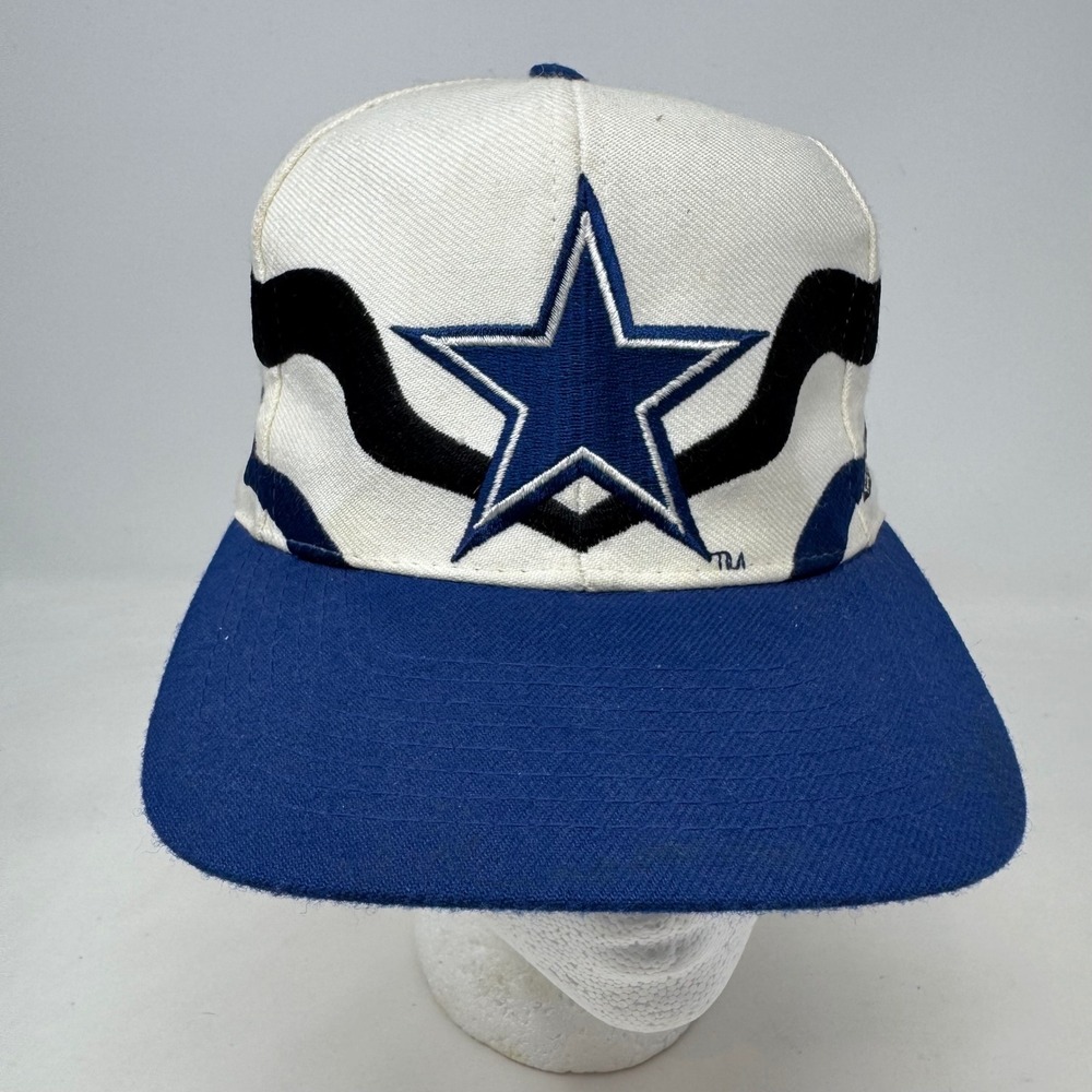 Vintage Dallas Cowboys Apex One NFL Pro Line Wave Snapback Hat Blue White Star